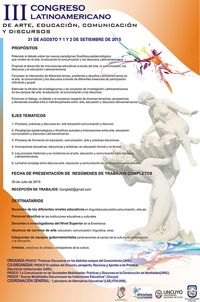 III CONGRESO LATINOAMERICANO DE ARTE, EDUCACIÓN, COMUNICACIÓN Y DISCURSOS